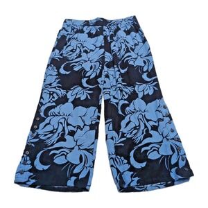 Soft Surroundings Oceo Gauze Crop Pants Womens Petite Large PL Blue Floral Wide